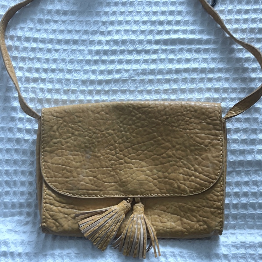 Yellow mustard leather purse